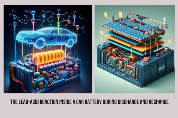 Car Battery depicting lead acid reactions